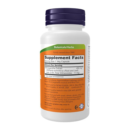 NOW Ashwagandha Extract 450 mg,90 Veg Capsules