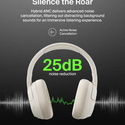 Belkin SoundForm Isolate Bluetooth Over-Ear Headphones - Hybrid Active Noise Cancelling Headphones - Wireless w/ 60H Playtime, Fast Charging & CloudCushion Ear Cups for Travel, Home, or Office - Sand