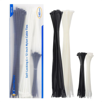 Cable Matters 140-Pack Cable Ties, 6/12 Inches, Bl