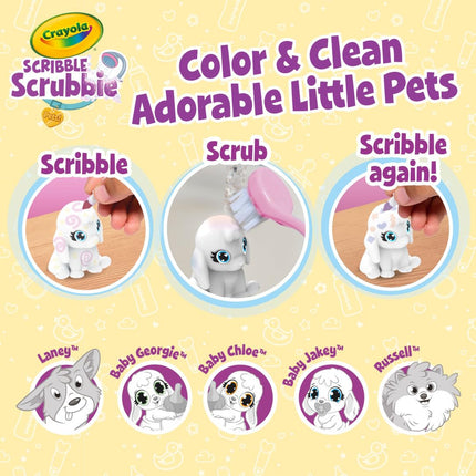CRAYOLA Guardería de Mascotas Bebé Scribble Scrubbie, Regalo para Niñas y Niños, Edades 3+
