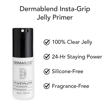 Dermablend Professional Insta-Grip Jelly Primer - 3-in-1: 24-Hour Makeup Extender, Instant Moisturizer, and Skin Tightening Mask - Dermatologist-Created, Fragrance-Free, Allergy-Tested - 30 ml