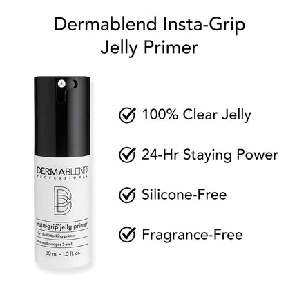 Dermablend Professional Insta-Grip Jelly Primer - 3-in-1: 24-Hour Makeup Extender, Instant Moisturizer, and Skin Tightening Mask - Dermatologist-Created, Fragrance-Free, Allergy-Tested - 30 ml