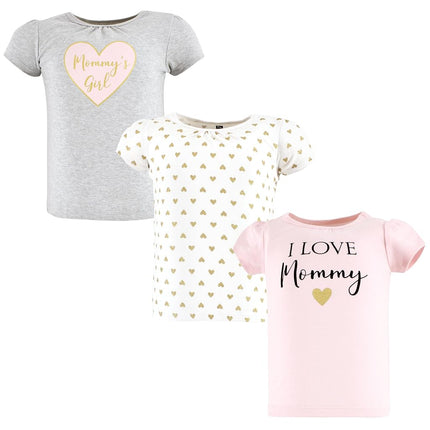 Camisetas de manga corta Hudson Baby unisex para bebé, Girl Mommy, 3T