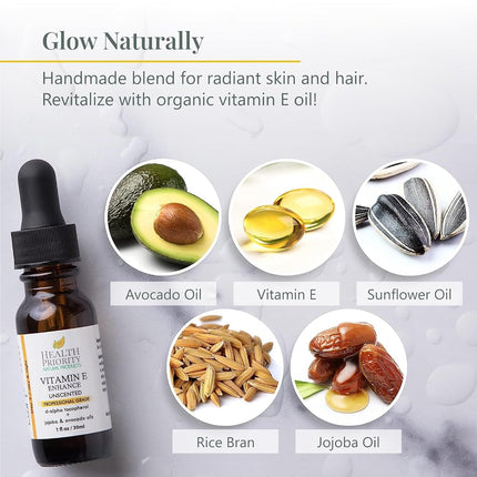 100% Natural & Organic Vitamin E Oil For Your Face & Skin, Unscented - 15,000/30,000 IU - Reduces Wrinkles & Lightens Dark Spots Which Leaves Your Skin More Youthful. Not-Too-Thick Oil, Infused With Jojoba & Avocado Oil, Makes Your Skin Soft & NON Stic...