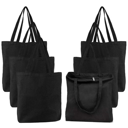 Segarty Black Canvas Tote, 6 Packs 16x15 inch Canv