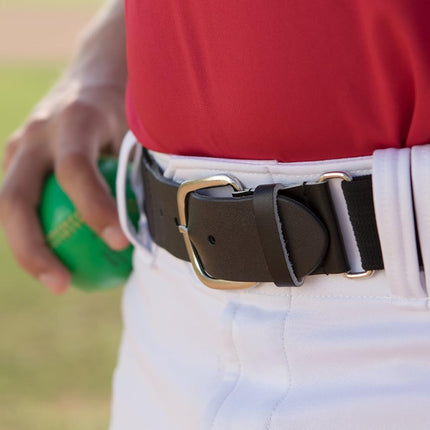 Champion Sports Baseball/Softball Uniform Belt - Comfort Nylon Stretch Fit Uniform Belt - Durable Leather Tab - Adult 22-46 Inches - Gray