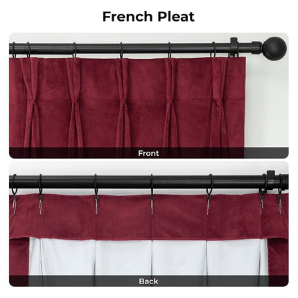 HPD Half Price Drapes Velvet Blackout Curtains/Drapes - 84 Inches Long 1 Panel Blackout Curtain Signature Pleated for Living Room & Bedroom - 25W X 84L, Burgundy