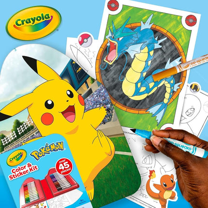 Crayola Pokemon Art Kit for Kids (45pcs), Pokemon Coloring Book Pages & Stickers, Christmas Gifts for Grandkids, DIY Craft Kit for Girls & Boys, Ages 4+