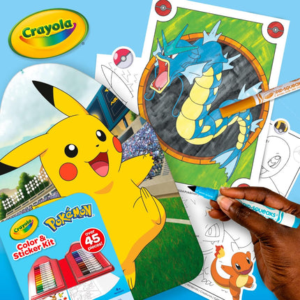 Crayola Pokemon Art Kit for Kids (45pcs), Pokemon Coloring Book Pages & Stickers, Christmas Gifts for Grandkids, DIY Craft Kit for Girls & Boys, Ages 4+