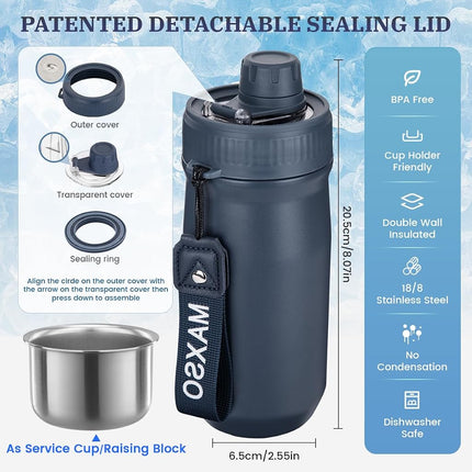 MAXSO Sealed Can Cooler Fizz Lid Can Cover for 12 oz Regular, Slim Skinny Cans & As Thermal Bottle (Navy Blue, 5-in-1)