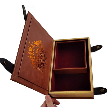 Fantasydice Book-Shaped Cheromatic/Red Fire Dragon Rolling Magic Book Tray for All Tabletop RPGs Like D&D, Call of Cthulhu, Shadowrun.