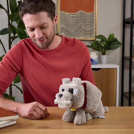 Mattel Minecraft Dennis the Wolf Plush Toy with Feeding Action & Sound, Food Mode Stuffed Animal Inspired by A Minecraft Movie, JDW26