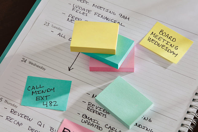 Blocs-notes Post-it Greener Notes 653RPA, 38 x 51 mm, couleurs assorties Helsinki, 100 feuilles (Paquet de 12)