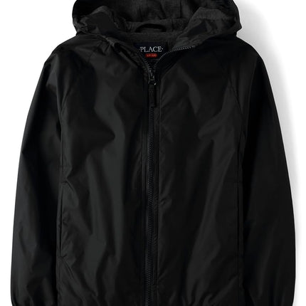 The Children's Place Boys' Uniform Windbreaker Jacket, Onyx, Large