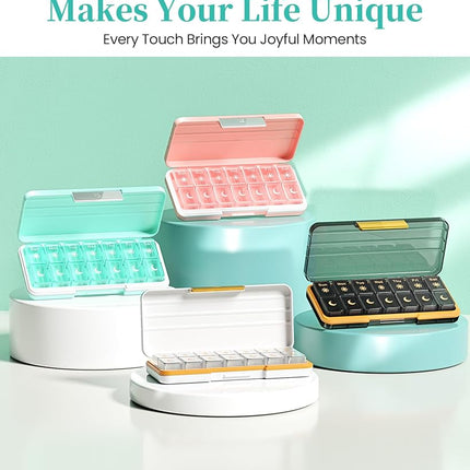 Zoksi Am Pm Pill Organizer 7 Day, Weekly Pill Box 2 Times a Day, Medicine Pill Organizer with Separate Compartment, Travel Pill Case Dispenser Portable for Vitamins, Fish Oils, Medicines(Green)