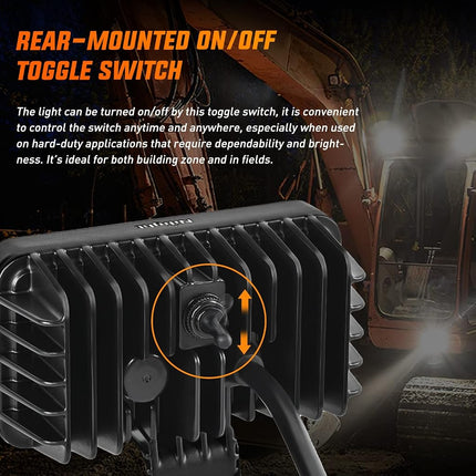 Nilight 4.4Inch Square Utility LED Work Light W/Integrated Toggle Switch, 2PCS 36W 150° Flood Lamp for Offroad Heavy Equipment Vehicles Truck Tractor Golf Cart Boat ATV UTV, 2 Year Warranty