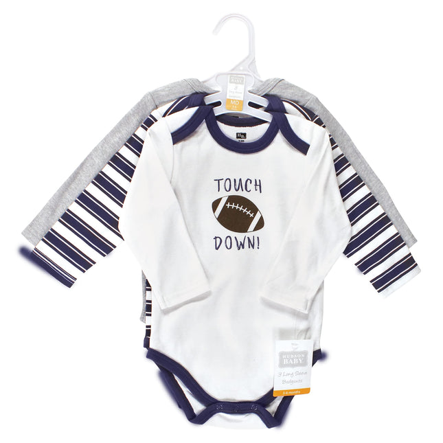 Hudson Baby Unisex Baby Cotton Bodysuits, Gray Football Buddy, 6-9 Months