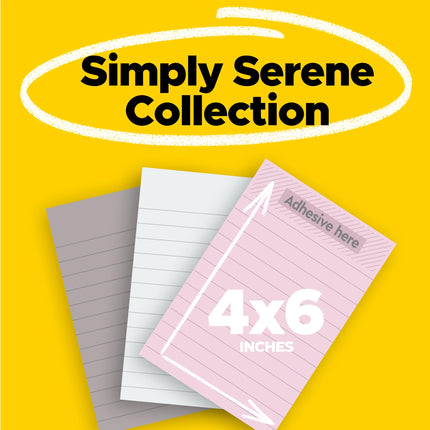 Post-it Super Sticky Notes, 3 Lined Sticky Note Pads, 4 x 6 in., School Supplies, Office Products, Sticky Notes for Vertical Surfaces, Monitors, Walls and Windows, Simply Serene Collection