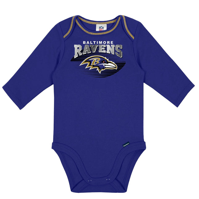 Gerber NFL Baby Boys' 2 Pack Long Sleeve Bodysuit, Team Color, 6-12 Months
