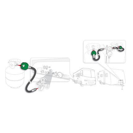 Conector de manguera de propano flexible Camco | Diseñado para conectar a un regulador de propano de RV o remolque | Las características de seguridad incluyen protección térmica y protección contra exceso de flujo | 12 pulgadas (59053)