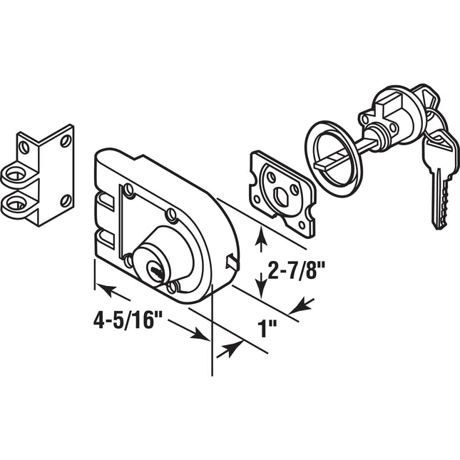 Prime-Line U 9972 Jimmy-Resistant Deadlock, Diecast, Brass Color, Angle Strike, Double Cylinder