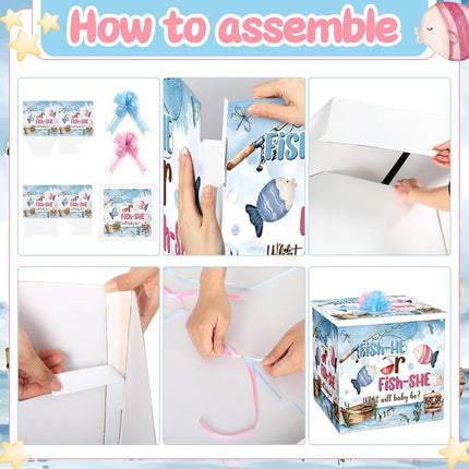 AmazingSpark 28in Giant Gender Reveal Gift Box Kit, Fishing