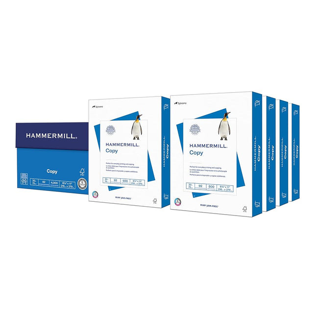 Hammermill Printer Paper, 20 Lb Copy Paper, 8.5 x 11-8 Ream (4,000 Sheets) - 92 Bright, Made in The USA