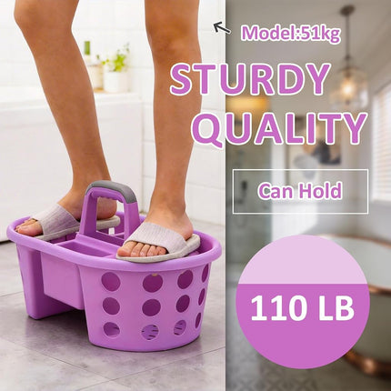 SIMPLYKLEEN Large Shower Caddy Portable 2PC - Made in USA Plastic Jumbo Size Dorm Storage Candy Tote with Handle Shower Organizer for Bathroom, Pantry, Kitchen, College Dorm, Purple
