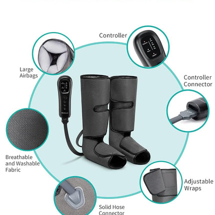 Masseur de jambes Nekteck avec compression d'air pour la circulation et la relaxation, appareil de massage des pieds et des mollets avec télécommande, 2 modes, 3 intensités, enveloppes de jambes réglables pour la maison et le bureau