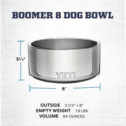 YETI Boomer 8, Stainless Steel, Non-Slip Dog Bowl, Holds 64 Ounces, Tropical Pink