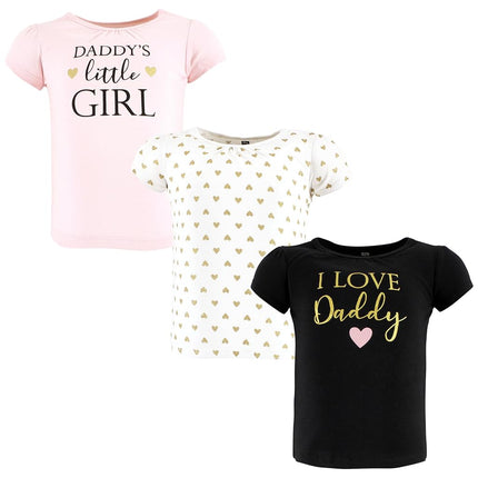 Hudson Baby Unisex Baby Short Sleeve T-shirts, Girl Daddy, 12-18 Months