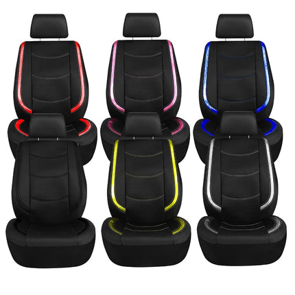 FH Group Housse de Siège Auto Complète en Similicuir - Ajustement Universel, Housses de Sièges Avant à Dossier Bas, Compatible Airbag, Banquette Arrière Divisée, Housse de Siège pour SUV, Berline, Jaune