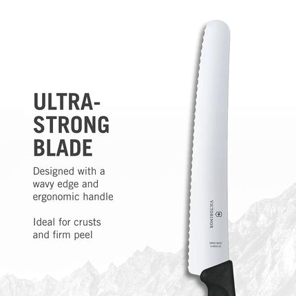 Victorinox Swiss Classic, Pastry Knife, Extra Sharp Blade, Wavy Edge, 22 cm, Plastic Handle, Stainless Steel, Black
