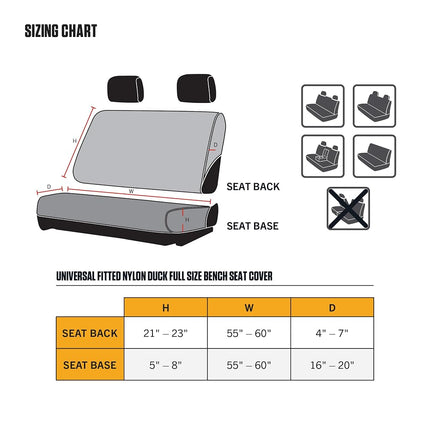 Carhartt Universal Nylon Duck Canvas Automotive Bench Seat Covers, Durable Fitted Full-Size Bench Seat Protection with Rain Defender, Gravel