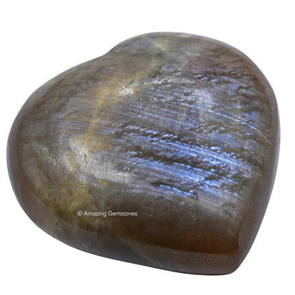 Amazing Gemstone Sun Moonstone Crystal Heart Palm Stone - Pocket Massage Worry Stone for Natural Body Chakra Balancing, Reiki Healing and Crystal Grid
