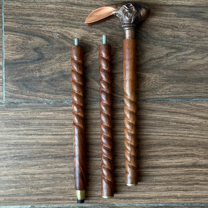 Brass Handle Victorian Telescope Foldable Wooden Walking Stick Cane Ideal Vintage Gift Men Women Father/Mother (Rabbit Copper Finish)