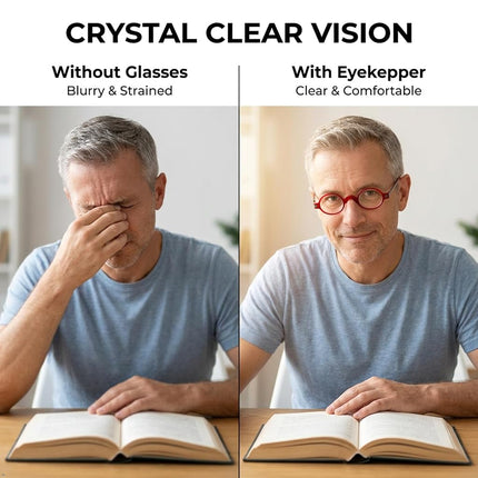 Eyekepper Readers Spring Temple Vintage Mini Small Oval Round Reading Glasses Red +1.25
