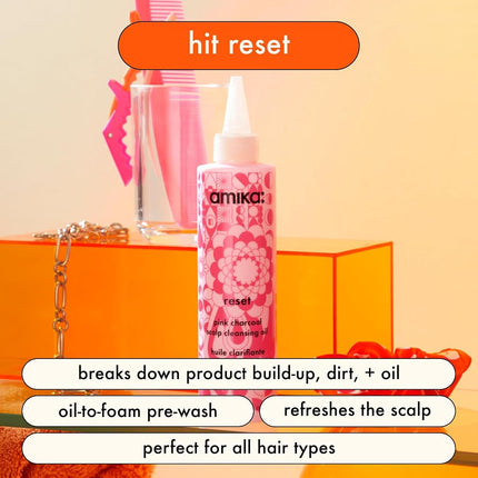 Amika Reset Pink Charcoal Scalp Cleansing Oil Unisex 6.7 oz