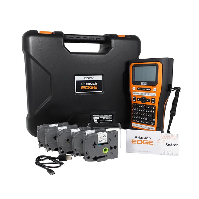 Brother PT-E510BP Contractor Kit: P-Touch Handheld Industrial Label Printer with USB-C & Dual Auto-Cutter Plus 5 Tapes (up to 24mm Labels)