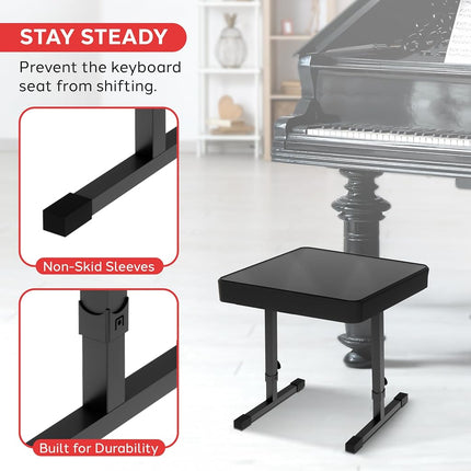 Pyle Adjustable Padded Keyboard Bench Soft Cushioned Piano Bench