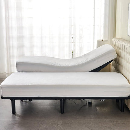 Kingnex Waterproof Split King Mattress Protector for Adjustable Beds Noiseless Soft Bamboo Viscose Terry Surface Fitted Matress Cover with Deep Pocket