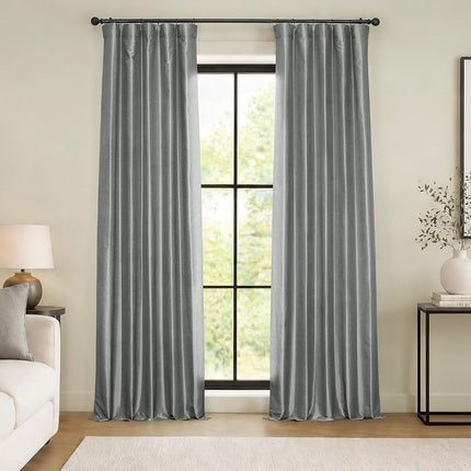 HPD Half Price Drapes Blackout Vintage Textured Faux Dupioni Curtain (1 Panel), Polyester & Polyester Blend, Storm Grey, 50 X 96
