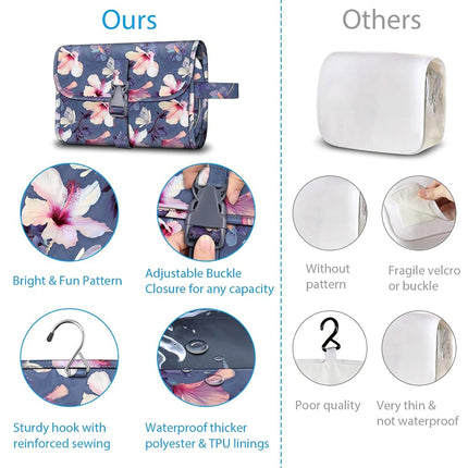 FINTIE Portable Toiletry Cosmetic Travel Bag Hanging Makeup Organizer