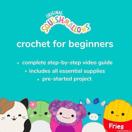 Squishmallows Omar the Bear Crochet Kit for Beginners, Adults and Kids Ages 8+ - Complete DIY Beginner Starter Set with Hook, Soft Yarn Bundles & Instructions - Crochet Animal Craft Gifts