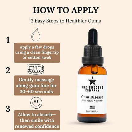 Goodbye Gum Disease - Organic Home Remedy for Oral Gum Disease | 100% Pure Neem and Clove Essential Oils for Oral Care | Effective and Natural Gingivitis Treatment
