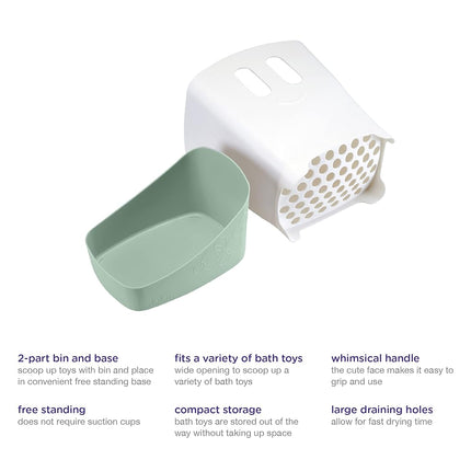 Ubbi Stand Up Bath Toy Storage Organizer, Bath Caddy with Removable Drying Rack Bin for Toddlers and Baby, Sage