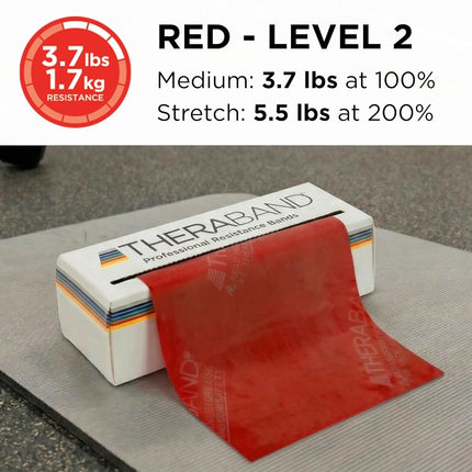 TheraBand Resistance Bands, 5.5m Roll Professional Latex Elastic Band For Upper Body, Lower Body, & Core Exercise, Physical Therapy, Pilates, At-Home Workouts, & Rehab, Red, Medium, Beginner Level 3