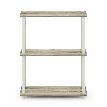 Furinno TURN-N-TUBE Storage Shelves, 3-Tier Book Shelf, Corner Shelf, Toolless Open Shelves, for Organization and Storage, Living Room, Garage, Home Office, Sonoma Oak