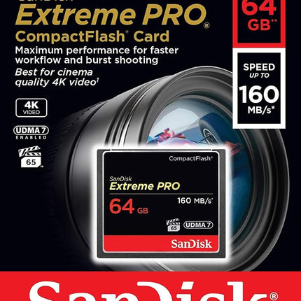 SanDisk Extreme Pro 64 GB 160 MB/s CompactFlash Memory Card - Black/Gold/Red
