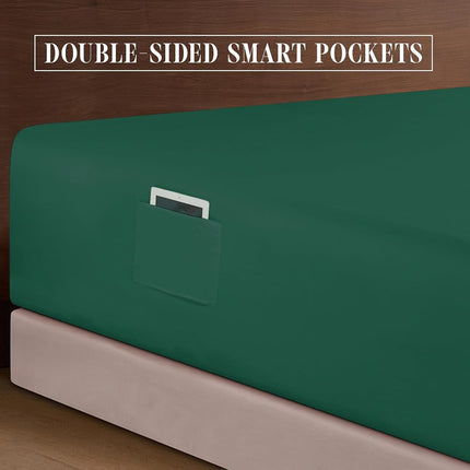 Elegant Comfort Luxurious 1500 Premium Hotel Quality Microfiber 4-Piece Sheet Set, 18-24 Inches Deep - Extra Deep Pocket Sheets - Ultra Soft 4PC Deep Pocket Sheets, California King, Hunter Green